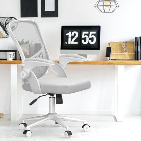 Office Chair Ergonomic - Naspaluro desk chairs 120° Rocking Mesh - Mid-Back Computer Chair with Flip-up Armrests - Grey