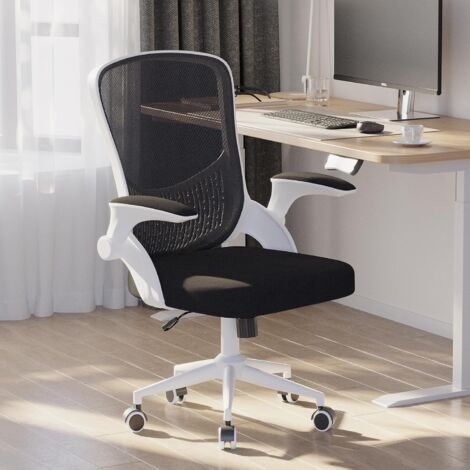 Office Chair with Padded 90° Flip-up Armrest, Lumbar Support