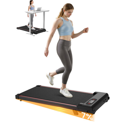 Tapis de course portable de 2,5 CV pour le bureau et la maison, ultra-silencieux et sans installation requise, 0,6 à 6,2 MPH, télécommande, affichage LED, capacité de 300 lb (noir) (1/5)