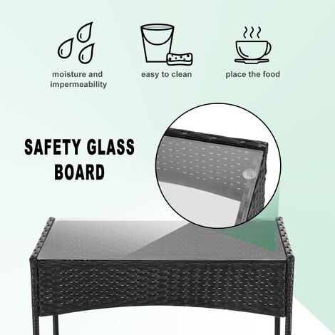 Outdoor Rattan Patio Furniture Set - Bigzzia 4 PCS Garden Furniture set Rattan Outdoor Table Chair Sofa sets With Tempered Glass Table)
