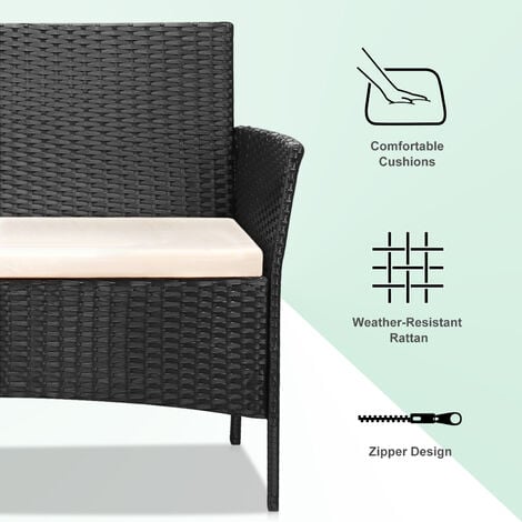 Outdoor Rattan Patio Furniture Set - Bigzzia 4 PCS Garden Furniture set Rattan Outdoor Table Chair Sofa sets With Tempered Glass Table)