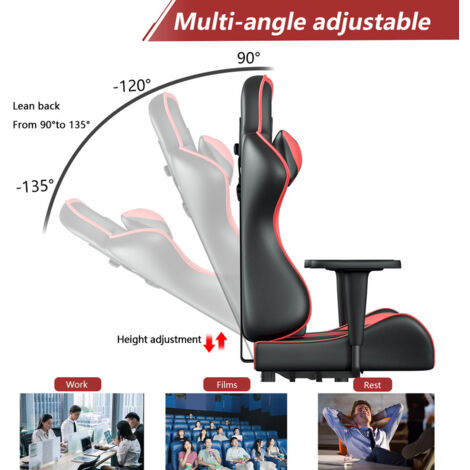 Bigzzia High-Back Gaming Chair PC Office Chair Computer Racing Chair PU  Desk Task Chair Ergonomic Executive Swivel Rolling Chair with Lumbar  Support for Back Pain Women, Men (Red) 