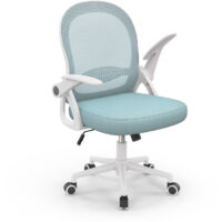 Office chair Ergonomic - bigzzia desk chair for bedroom - Swivel computer chairs - Mid-Back Mesh Chair with Flip-up Armrests and Lumbar Support - Blue