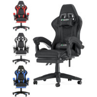 Sedia da gaming con Poggiapiedi, ergonomica, per gamer, bigzzia Sedie da gamer con cuscino lombare e poggiatesta, regolabile in altezza, sedia per computer, per ufficio, per adulti, ragazze e ragazzi