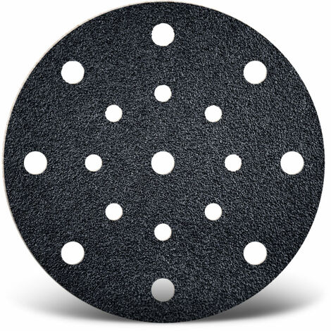 MENZER Black Dischi abrasivi velcrati, 150 mm, 17 fori, p. Levigatrici rotorbitali, Carburo di silicio (50 Pz.) G60