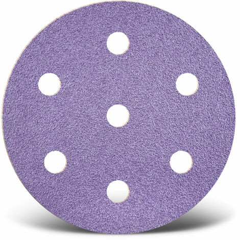 MENZER Purple HD Dischi abrasivi velcrati, 90 mm, 7 fori, p. Levigatrici rotorbitali, Miscela di ceramica (50 Pz.) G60