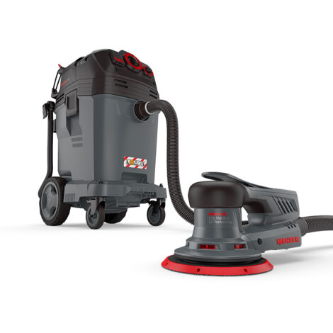 MENZER Levigatrice Rotorbitale ETS 150 5.0 & Aspiratore di Sicurezza (Aspiratore a Umido/Secco) VCL 550 PRO incl. Set di Abrasivi