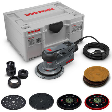 MENZER Levigatrice Rotorbitale ETS 150 5.0 (Levigatura Grossolana e Intermedia) incl. systainer³, 3 Platorelli, Protezione per Platorello Multi-Foro, Interface Pad, Dischi Abrasivi