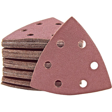 MioTools Fox Carte abrasive velcrate, 93 mm, 6 fori, p. Levigatrici a delta, Corindone normale (50 Pz.) G150