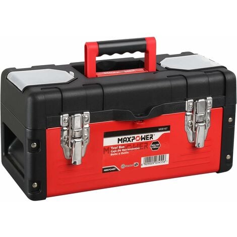 Tool Box Metal 14 inch, MAXPOWER Small Tool Box Hand Tools Storage Box with  Removable Tray