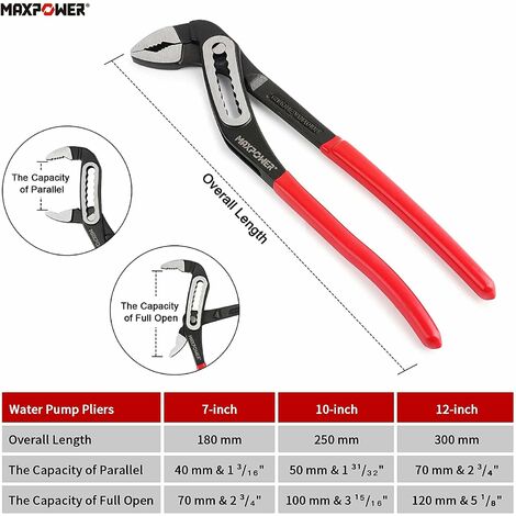 MAXPOWER Water Pump Pliers Set, 3PCs Adjustable Plumbing Grips Spanner ...