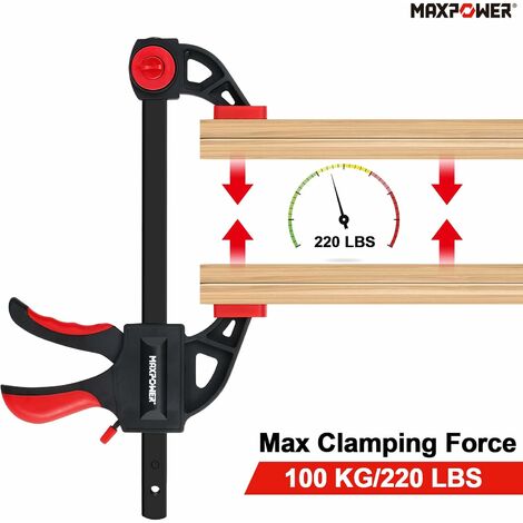 MAXPOWER Bar Clamps for Woodworking, 6-Inch (2) and 12-Inch (2) Wood Clamps  Set, One-Handed Clamp/Spreader, 4 Pack : : Patio, Lawn & Garden