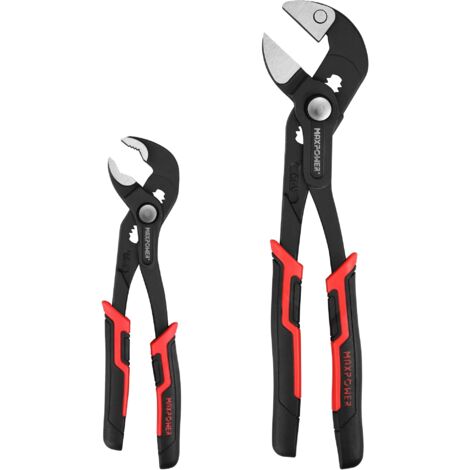 Slip Joint Pliers Set, MAXPOWER 200mm Water Pump Pliers with 25mm Serrated Jaw & 250mm Pliers Wrench with 32mm Flat Jaw - Pack of 2 Tongue-and-Groove Pliers Set for Plumber (1/5)