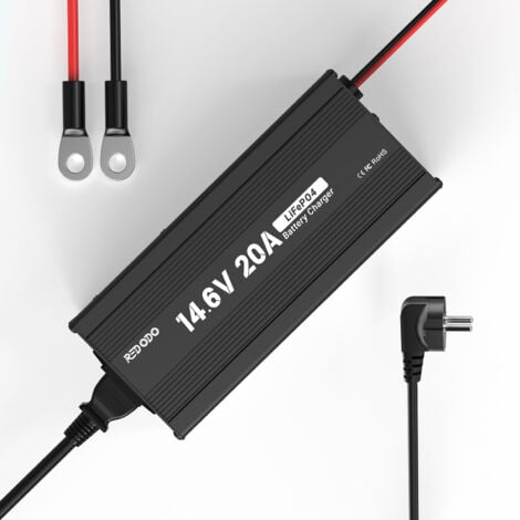 [JAMAIS UTILISÉ]Redodo Chargeur de batterie 14,6V 20A LiFePO4 pour batterie lithium-fer phosphate supporte une charge rapide, conçu pour charger la batterie LiFePO4 à cycle profond
