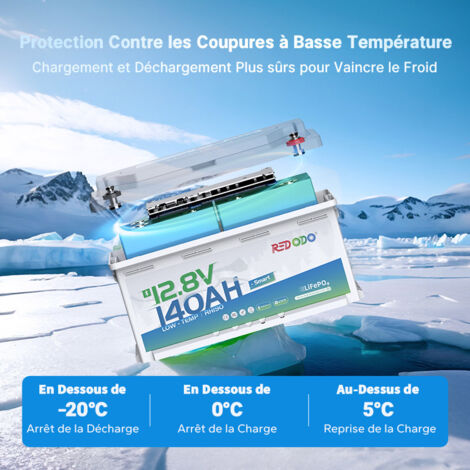 [JAMAIS UTILISÉ]Redodo 12V140Ah Bluetooth Batterie Lithium Sous-siège, hauteur 188mm LiFePO4, 150A BMS, protection d'arrêt à basse température pour camping-car,caravane, système solaire, bateaux