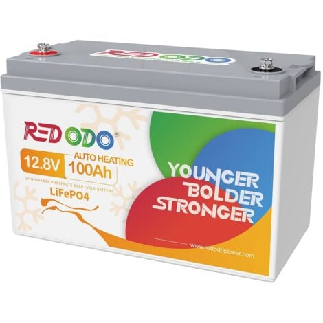 [JAMAIS UTILISÉ]Redodo Batterie Lithium 12V100Ah Rechargeable LiFePO4, Auto-Chauffage 100A BMS intégré, 4000+ Cycles profonds, pour Bateaux, Camping-Cars, caravane, systèmes solaires, Hors-Réseau