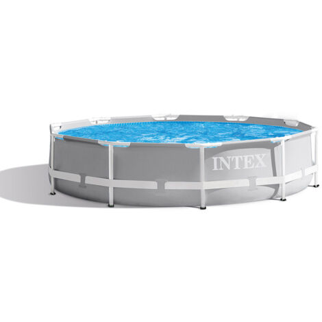 Intex 26702NP – Piscina Fuori Terra Prisma Frame Rotonda, Pompa Filtro 1250 L/h, 4485 L, Acciaio e PVC, Grigio, 305x76 cm