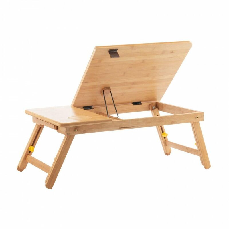 Table de lit pliable en bambou couleur boisée