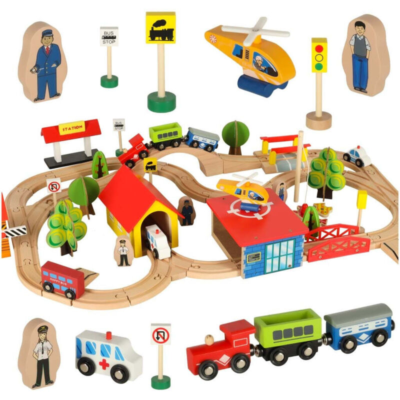 Grande Locomotive En Bois Passagers, 74 Cm, Réalisation Artisanale Unique