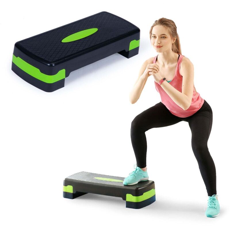 Step d'Aérobic 110 cm, Hauteur réglable avec 4 rehausseurs, Stepper
