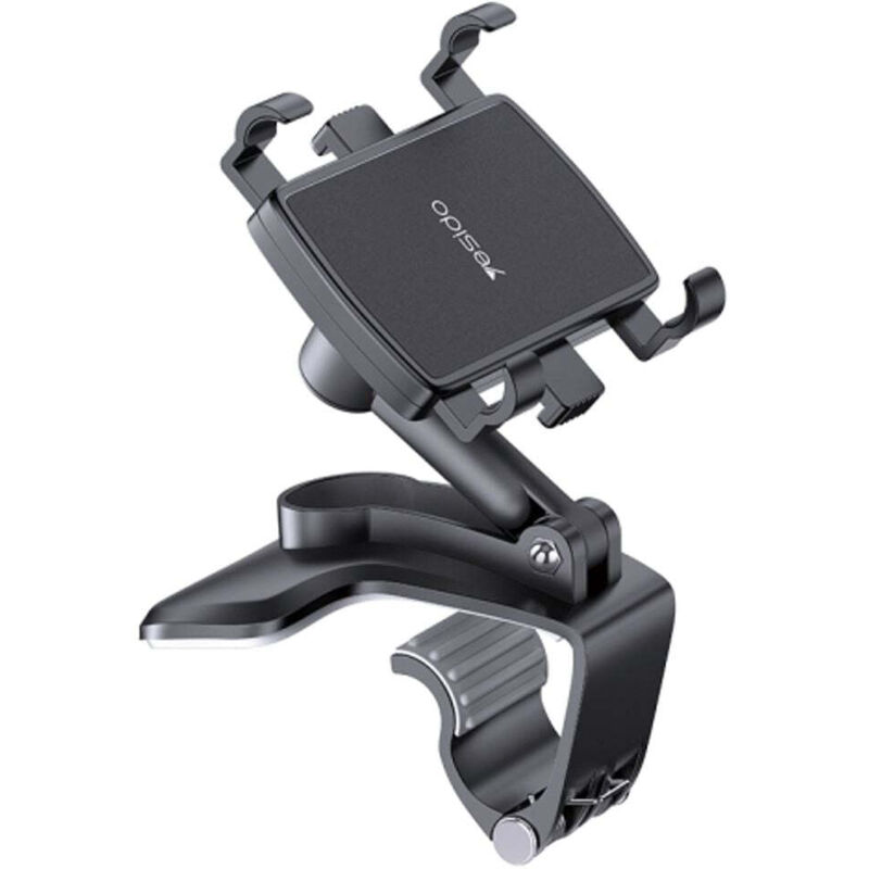 Support Téléphone Voiture Clip écran - Fixation Tableau De Bord Réglable, Rotation 360°, Pince Silicone Antidérapante