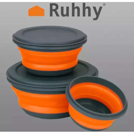 CTForest 3 Pièces Bols Pliables En Silicone Vert - Set Lunch Box Camping Randonnée Avec Couvercle