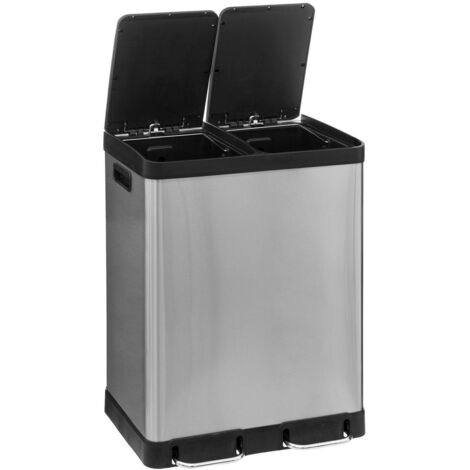 Poubelle Encastrée Coulissante De Cuisine 2 Compartiments 36L (2x18L