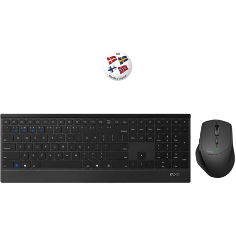 Rapoo 9500M Tastiera E Mouse Wireless Set - RF, Layout QWERTZ Tedesco, Colore Nero