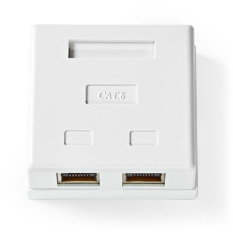 Boite murale de reseau sur le mur 2 ports stp cat6 droit femelle plaque or pvc blanc enveloppe (1/5)