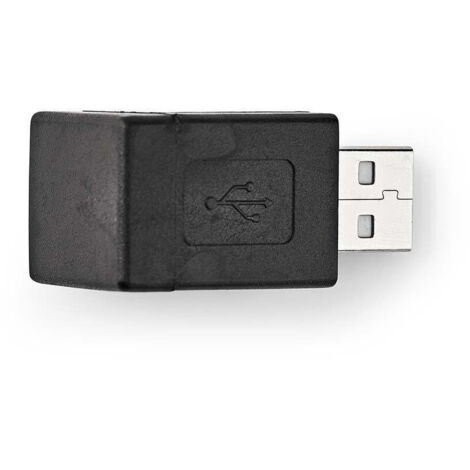 Adaptateur usb a usb 20 usb a male usb a femelle 480 mbps rond nickele pvc noir boite (1/5)
