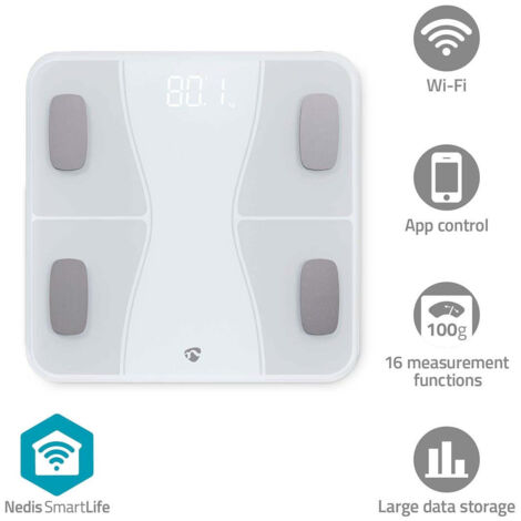 Pese personne intelligent smartlife bluetooth bmi bmr eau graisse muscles os poids 12 charge max 180 kg android ios abs verre blanc (1/5)