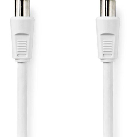 Câble coaxial IEC (Coax) mâle IEC (Coax) mâle nickelé 90 dB 75 Ohm double blindage 3.00 m rond PVC blanc étiquette (1/3)