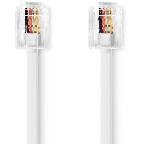 Cable telecom rj11 male rj11 male 100 m type de cable plat plaque or type de cable rj11 blanc etiquette (1/2)