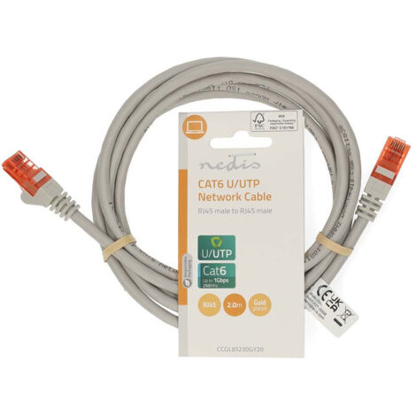 Cat6 network cable rj45 male rj45 male uutp 200 m round pvc grey label