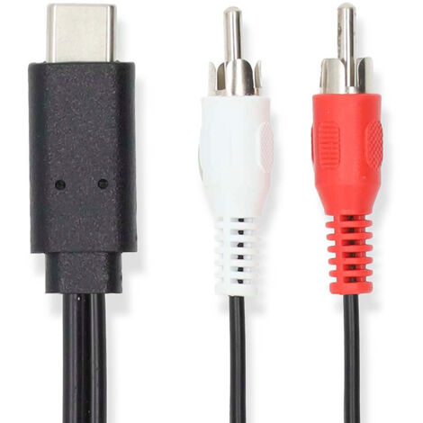 Adaptateur usb c usb 32 gen 1 usb c male 2x rca male 100 m rond nickele pvc noir label (1/2)