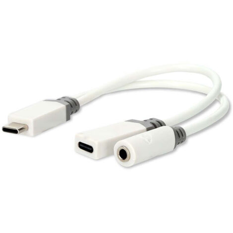 Adaptateur usb c usb 20 usb c male usb c femelle 35 mm femelle 010 m rond plaque or pvc blanc boite (1/2)