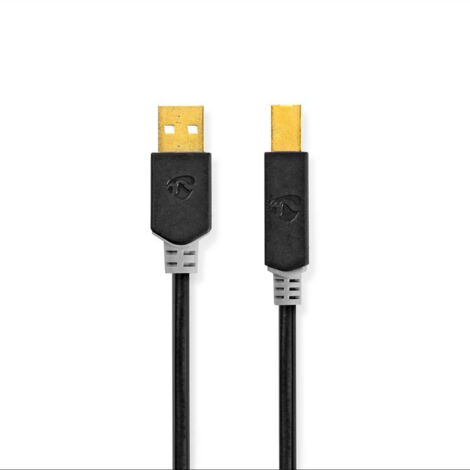 Cable usb usb 20 usb a male usb b male 480 mbps plaque or 300 m rond pvc anthracite carton avec fenetre 38763 (1/3)