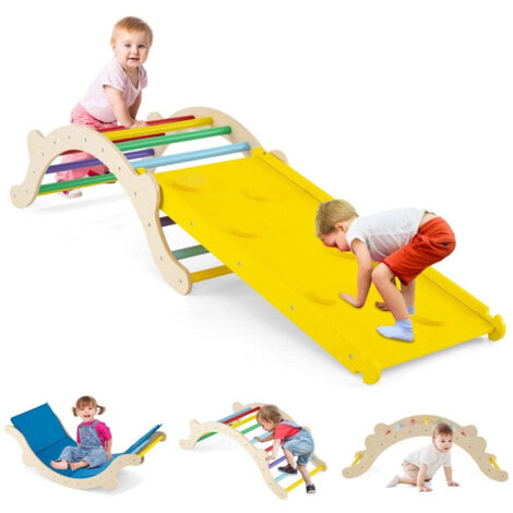 Ensemble Echelle Descalade Pour Enfants 3 En 1 Avec Rampe Reversible Et Coussin Pour Grimper Et Glisser Colore Capacite De Charge De 60 Kg 88303123