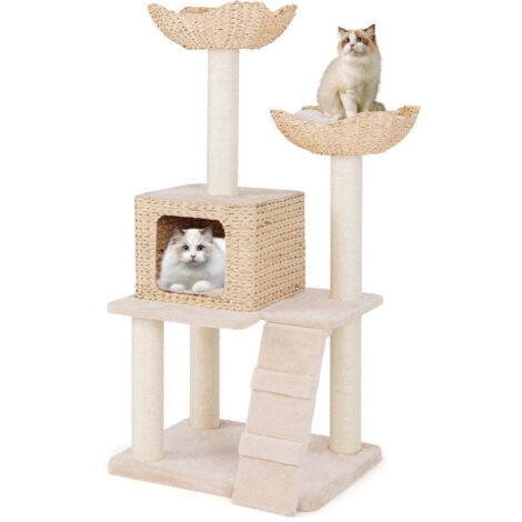 Arbre a chat quenouille avec poteaux en sisal siege maison pour chat et tour a echelle pour chat (1/5)