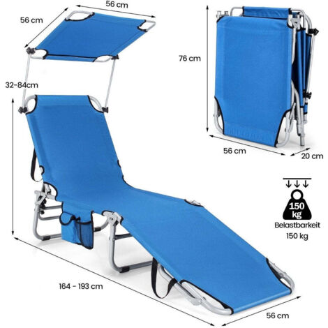 Chaise Longue de Plage, Bandoulière Réglable Légère, Chaise Longue de