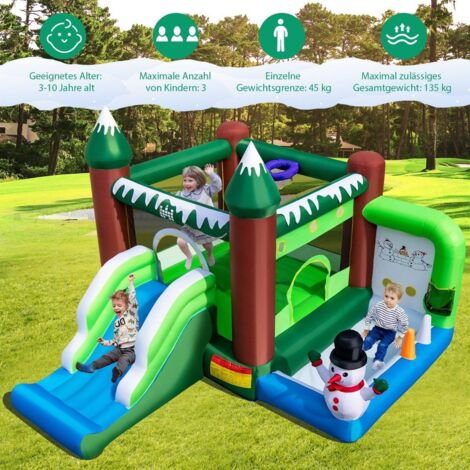 GOPLUS Château Gonflable Enfant avec Gonfleur 680W, Aire de Jeux Enfants 3-10 Ans avec Toboggans Doubles, Mur d'escalade, Canon à Eau, Basket-Ball, Football, Balles Océaniques Charge 90KG GOPLUS Château Gonflable Enfant avec Gonfleur 680W, Aire de Jeux Enfants 3-10 Ans avec Toboggans Doubles, Mur d'escalade, Canon à Eau, Basket-Ball, Football, Balles Océaniques Charge 90KG