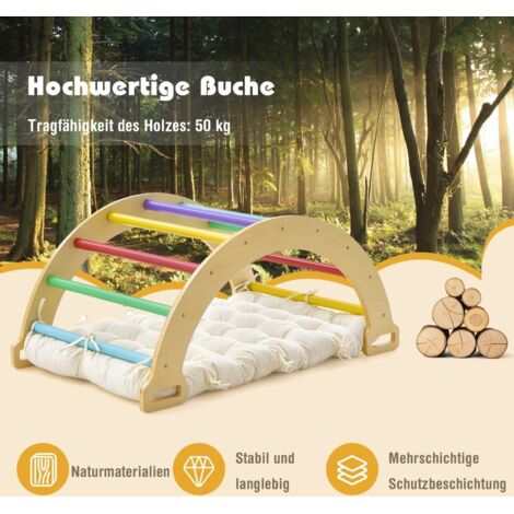 Arche descalade en bois avec coussin moelleux pour se balancer grimper et ramper cadre descalade colore (1/5)