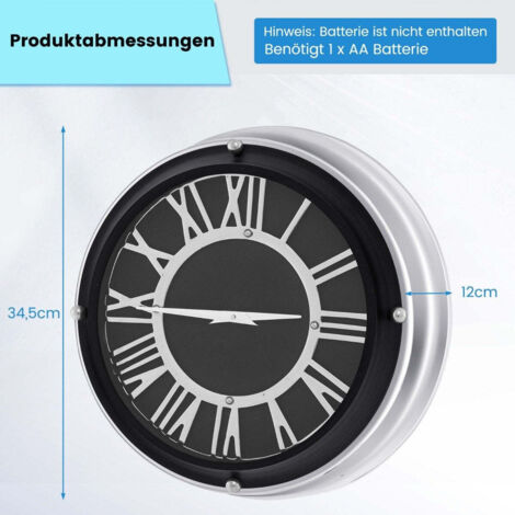 NESIFEE Horloge Murale Silencieuse 30cm LCD - Calendrier Numérique Température Humidité - Gris
