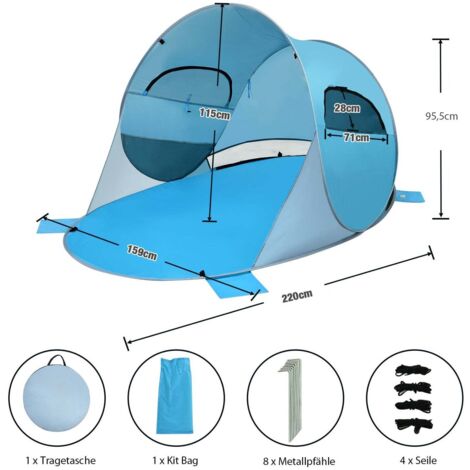 Tente Pop-up Animalier Avec Anti-UV – Abri Solaire Portable Pour Chien/Chat – Plage, Camping, Parc (Taille M, Bleu Saphir)