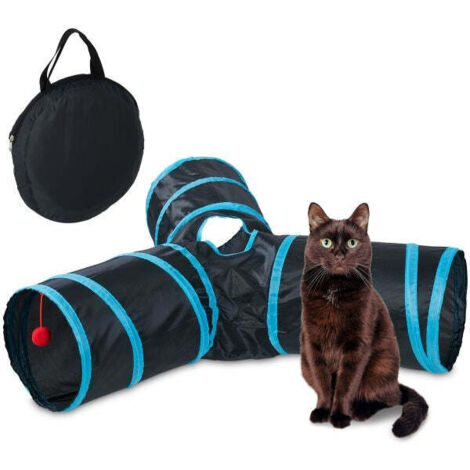 Tunnel Pour Chat Pliable Avec Balle - Tente Anti-griffes, Jeu D'enrichissement Mental, Taille S (80 Cm) Ou L (120 Cm)