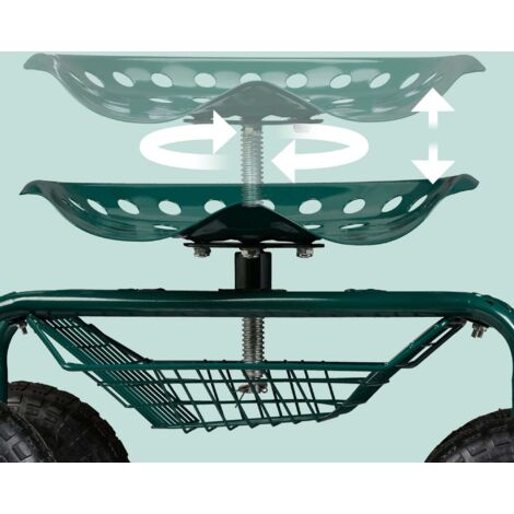 Dossier Amovible Tabouret De Jardin Mobile YAOYAOO - Roulettes Et - 360° Rotation - Charge 190kg Tabouret Avec Roulettes