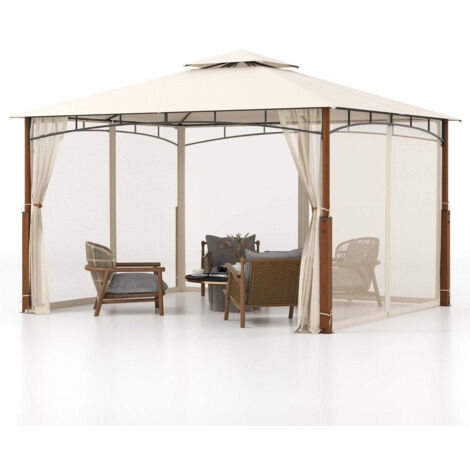 Tonnelle de jardin étanche avec double toit et moustiquaire, 3,6 x 3 m. (1/5)