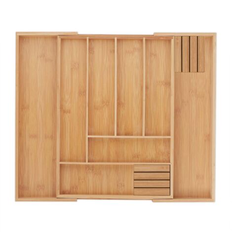 Range-couverts Extensible En Bambou Alpina - Organisateur De Tiroir Ajustable Pour Couverts Et Ustensiles De Cuisine