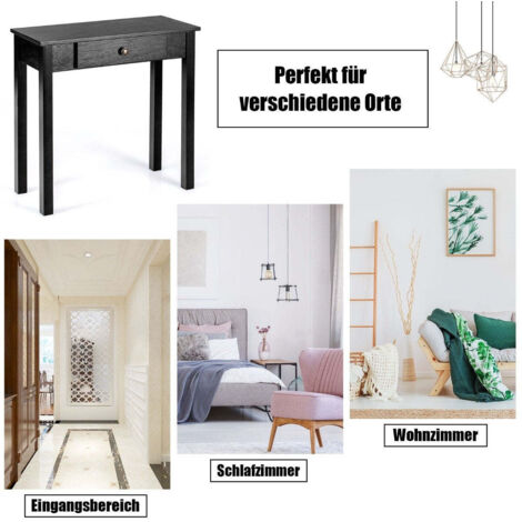 Table Console Avec Tiroir En Bois Pin - 71x30x71 Cm - Style Vintage Pour Entrée Ou Salon