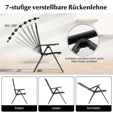 Tabouret De Jardin Pliable En Aluminium - Résistant Aux Intempéries, Couleur Argent/noir, Dimensions 43x48x40 Cm